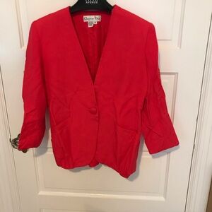 Christian Dior 2 Piece Skirt Jacket Sz 12 Vintage Shoulder Pads Pockets See Note